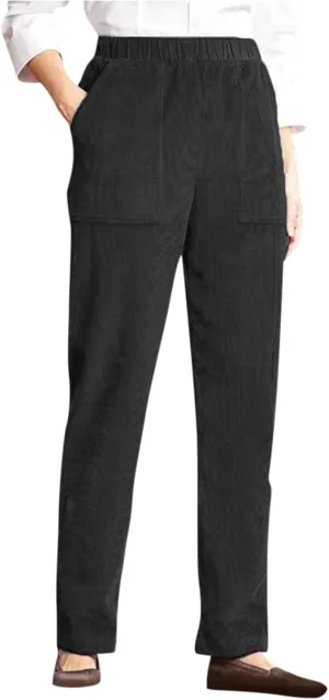 Womens Corduroy Pants Vintage High Waitsted Straight Leg Work Pants Trousers Business Casual Pants with Pockets