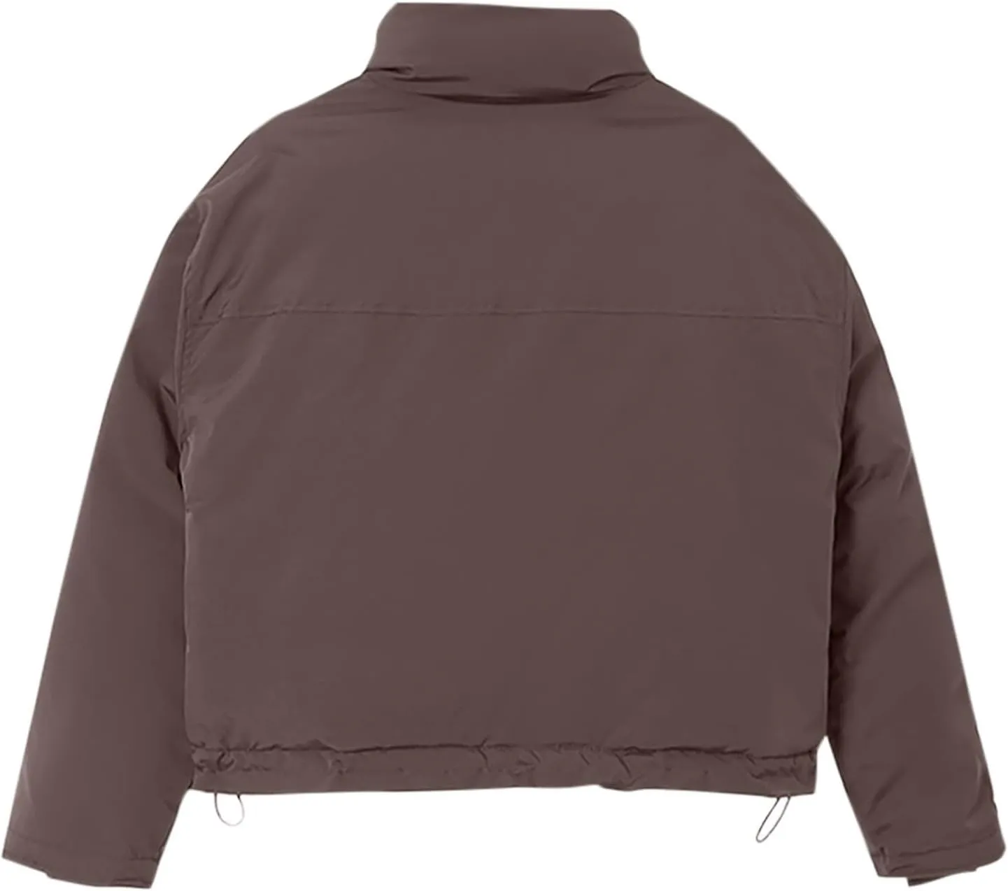 Women's Cropped Puffer Jacket Pockets Full Zip Padded Down Coats Parkas Long Sleeve Baggy Quilted Jackets Outerwear