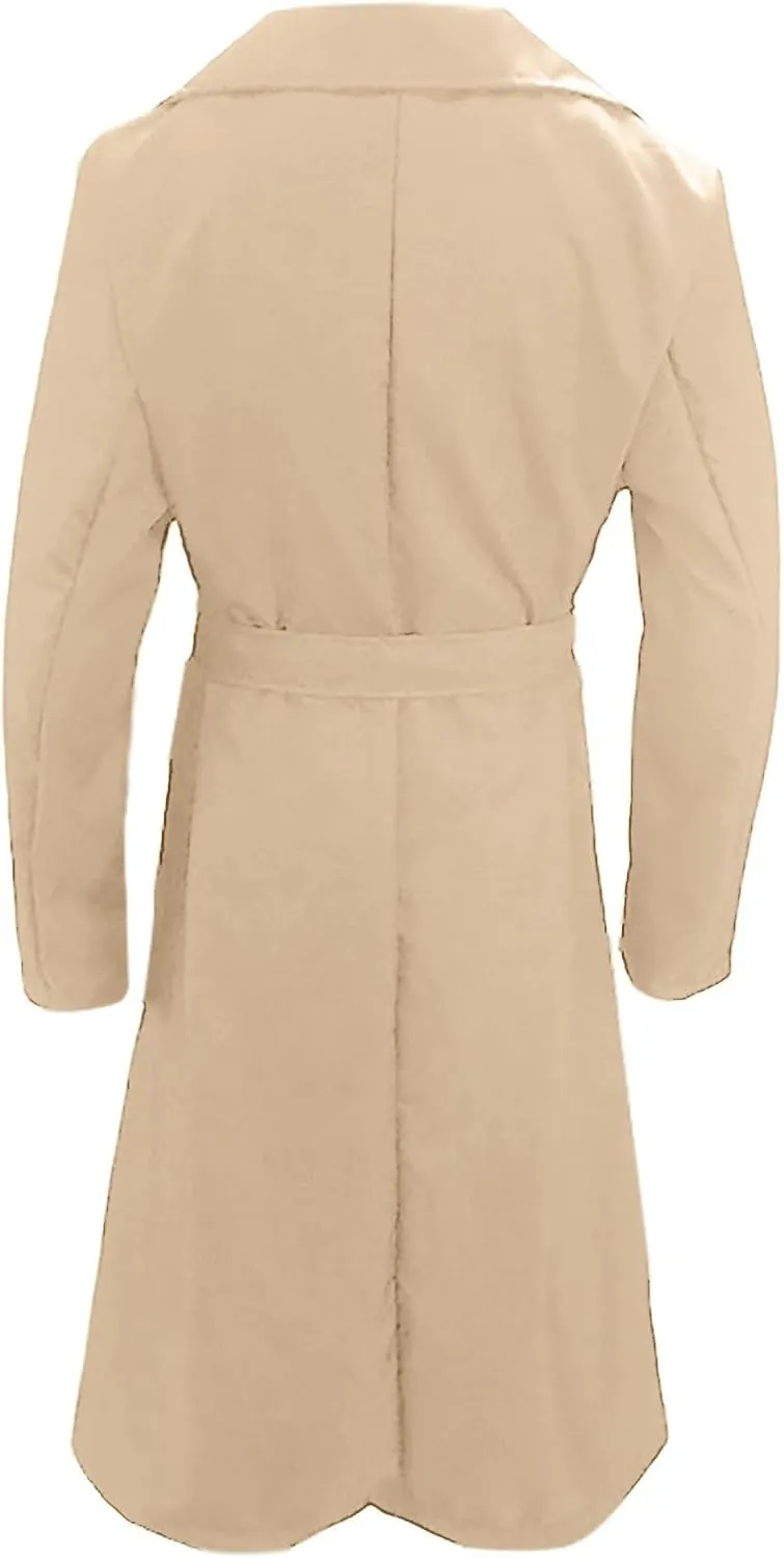 Women'S Double Breasted Trench Coat Slim Full Length Maxi Long Overcoat Womens Trench Coat Mid Length Womens Trench