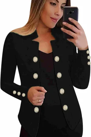 Women's Double Button Loose Fit Suit Jackets Notch Lapel Work Office Blazers Casual Open Front Blazer