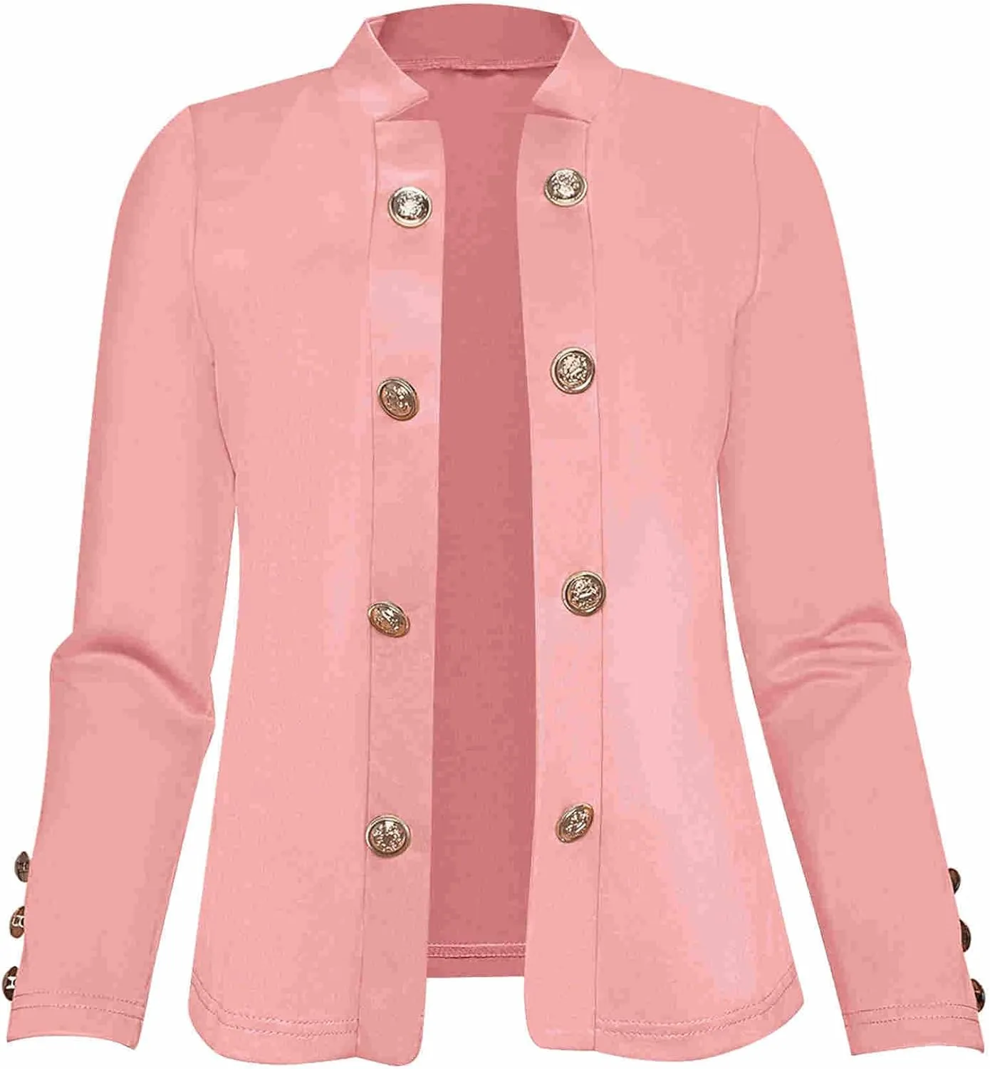 Women's Double Button Loose Fit Suit Jackets Notch Lapel Work Office Blazers Casual Open Front Blazer