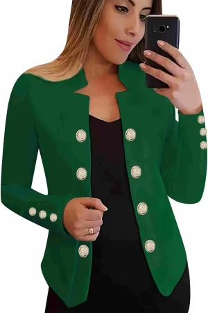 Women's Double Button Loose Fit Suit Jackets Notch Lapel Work Office Blazers Casual Open Front Blazer