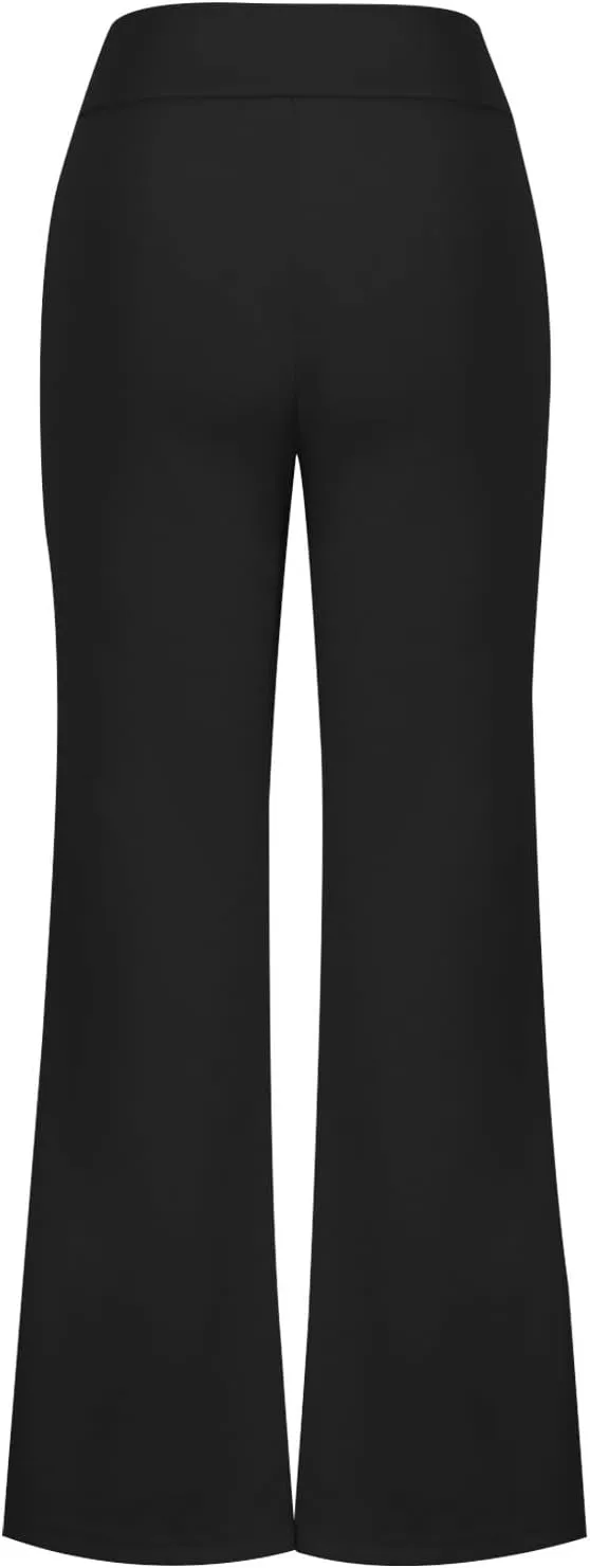 Women's Dress Pants with Pockets Stretchy Straight Leg Flare Pants Business Casual Slacks Trousers with Pockets