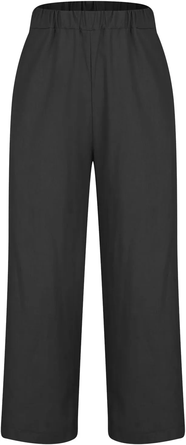Womens Fashion Trousers Wide Leg Lightweight Straight Loose Chinos Casual Lounge Pants Working Business Outdoor