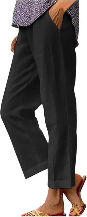 Womens Fashion Trousers Wide Leg Lightweight Straight Loose Chinos Casual Lounge Pants Working Business Outdoor