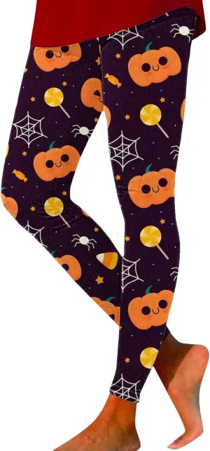 Women's Halloween Funny Graphic Skinny Leggings Halloween Print Collection High Waist Women's Leggings Compression