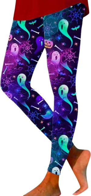 Women's Halloween Funny Graphic Skinny Leggings Halloween Print Collection High Waist Women's Leggings Compression