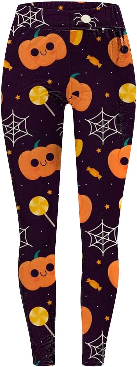 Women's Halloween Funny Graphic Skinny Leggings Halloween Print Collection High Waist Women's Leggings Compression