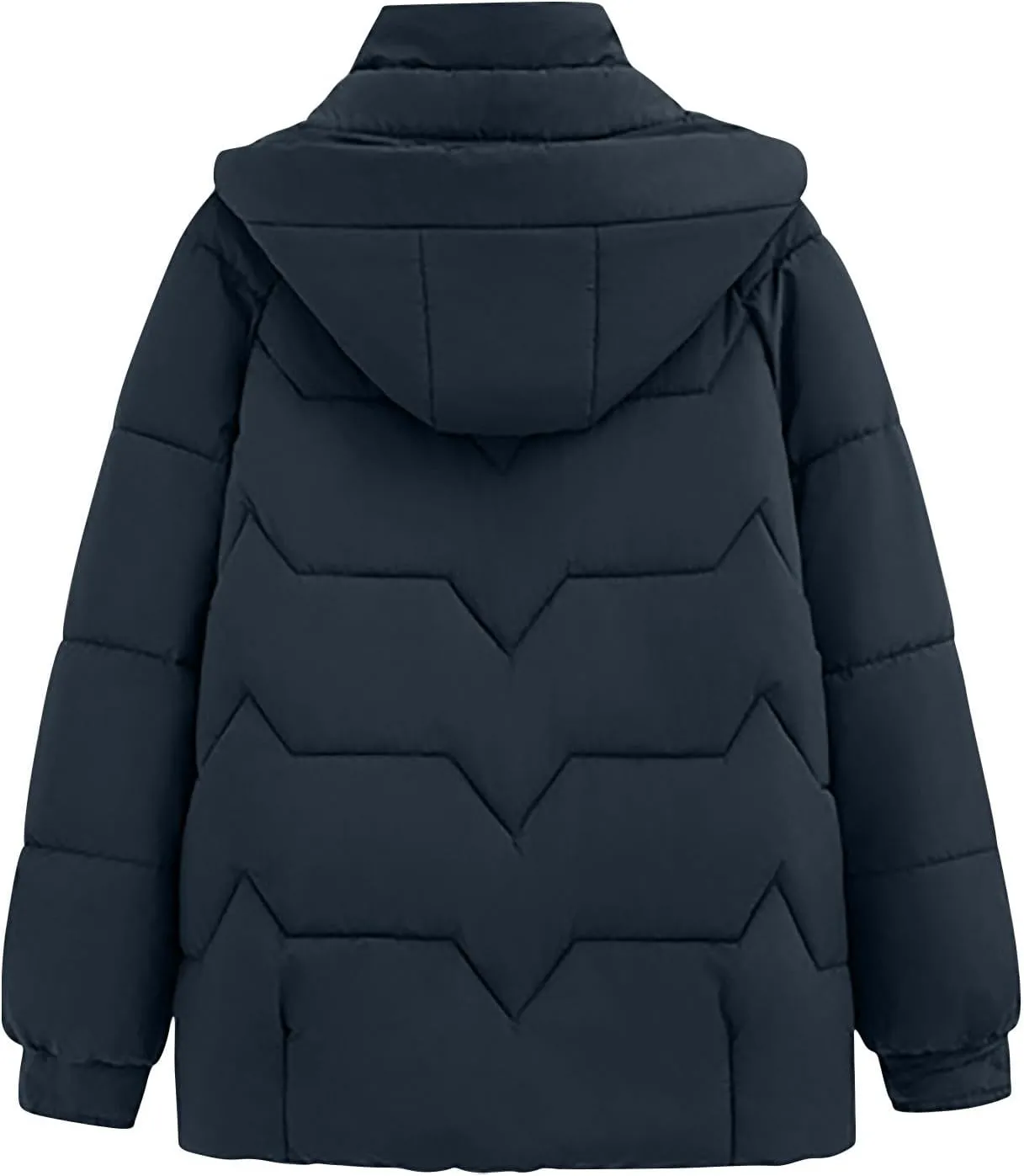 Women's Hooded Puffer Coats 2024 Trendy Quilted Down Jacket Plus Size Thick Coat with Pockets Winter Warm Outerwear