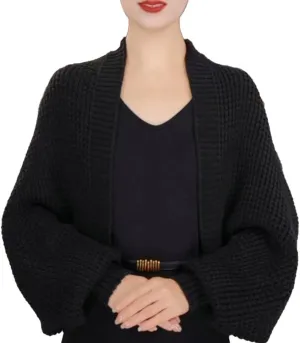 Women's Kimono Batwing Cable Chunky Knitted Slouchy Oversized Wrap Cardigan Fashion Shawl Sweater Open Front Outwear Coat