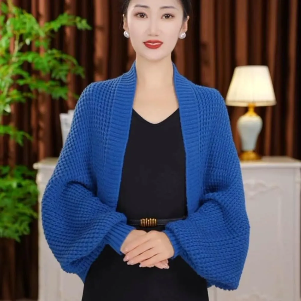 Women's Kimono Batwing Cable Chunky Knitted Slouchy Oversized Wrap Cardigan Fashion Shawl Sweater Open Front Outwear Coat