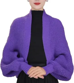 Women's Kimono Batwing Cable Chunky Knitted Slouchy Oversized Wrap Cardigan Fashion Shawl Sweater Open Front Outwear Coat