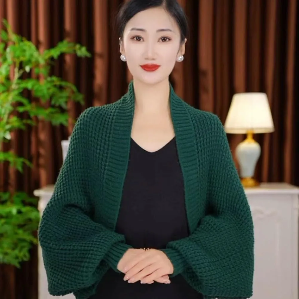 Women's Kimono Batwing Cable Chunky Knitted Slouchy Oversized Wrap Cardigan Fashion Shawl Sweater Open Front Outwear Coat