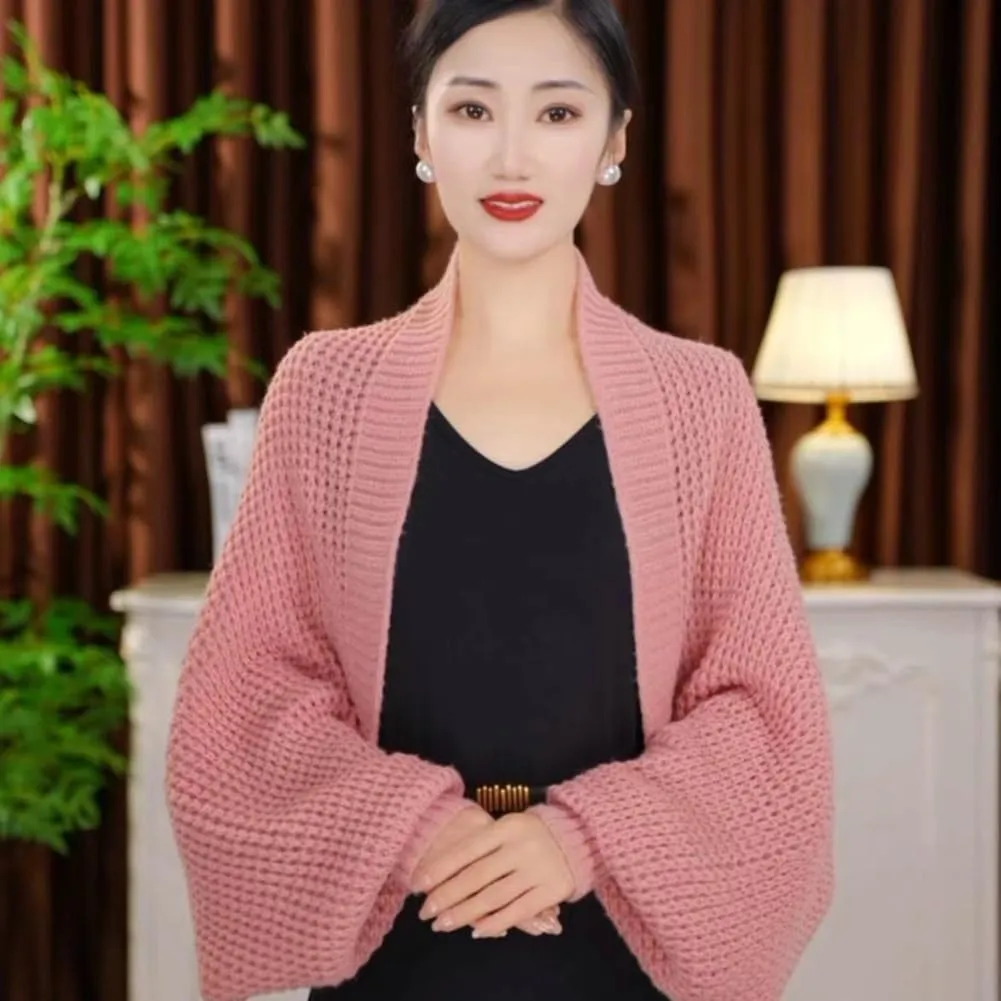 Women's Kimono Batwing Cable Chunky Knitted Slouchy Oversized Wrap Cardigan Fashion Shawl Sweater Open Front Outwear Coat