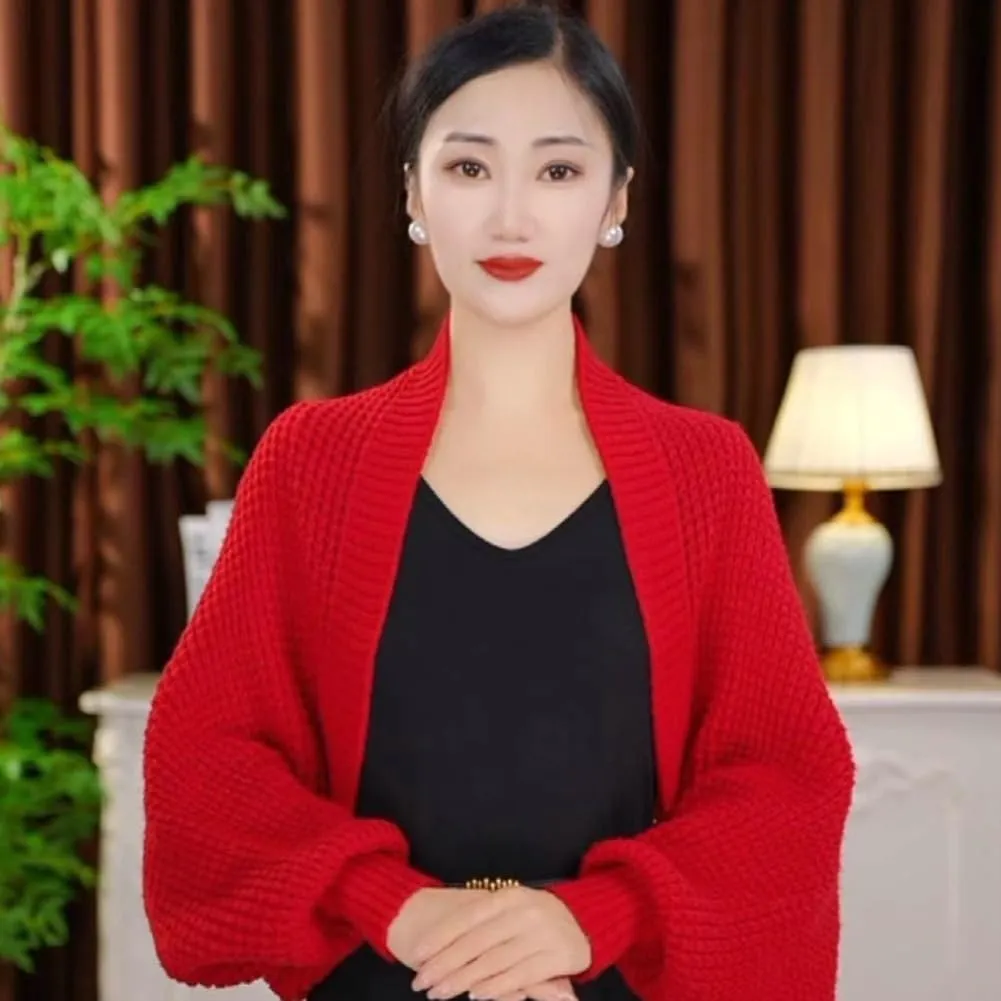 Women's Kimono Batwing Cable Chunky Knitted Slouchy Oversized Wrap Cardigan Fashion Shawl Sweater Open Front Outwear Coat