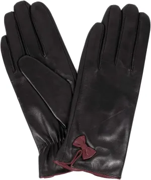 Women's Leather Touch Screen Gloves with Bow