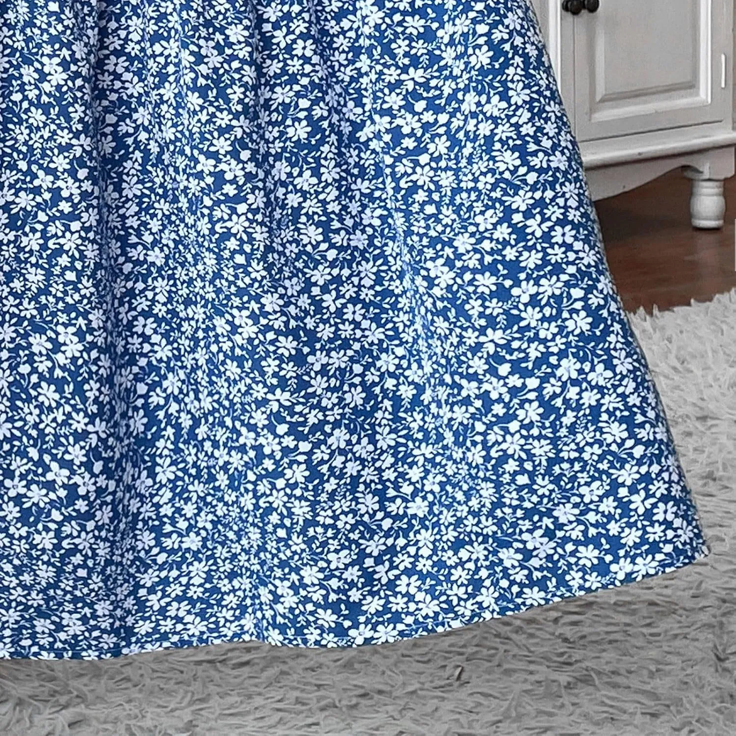 Womens Maxi Skirt Floral Boho Elastic High Waist Drawstring Pleated Beach Skirt A-Line Flowy Tiered Long Skirts