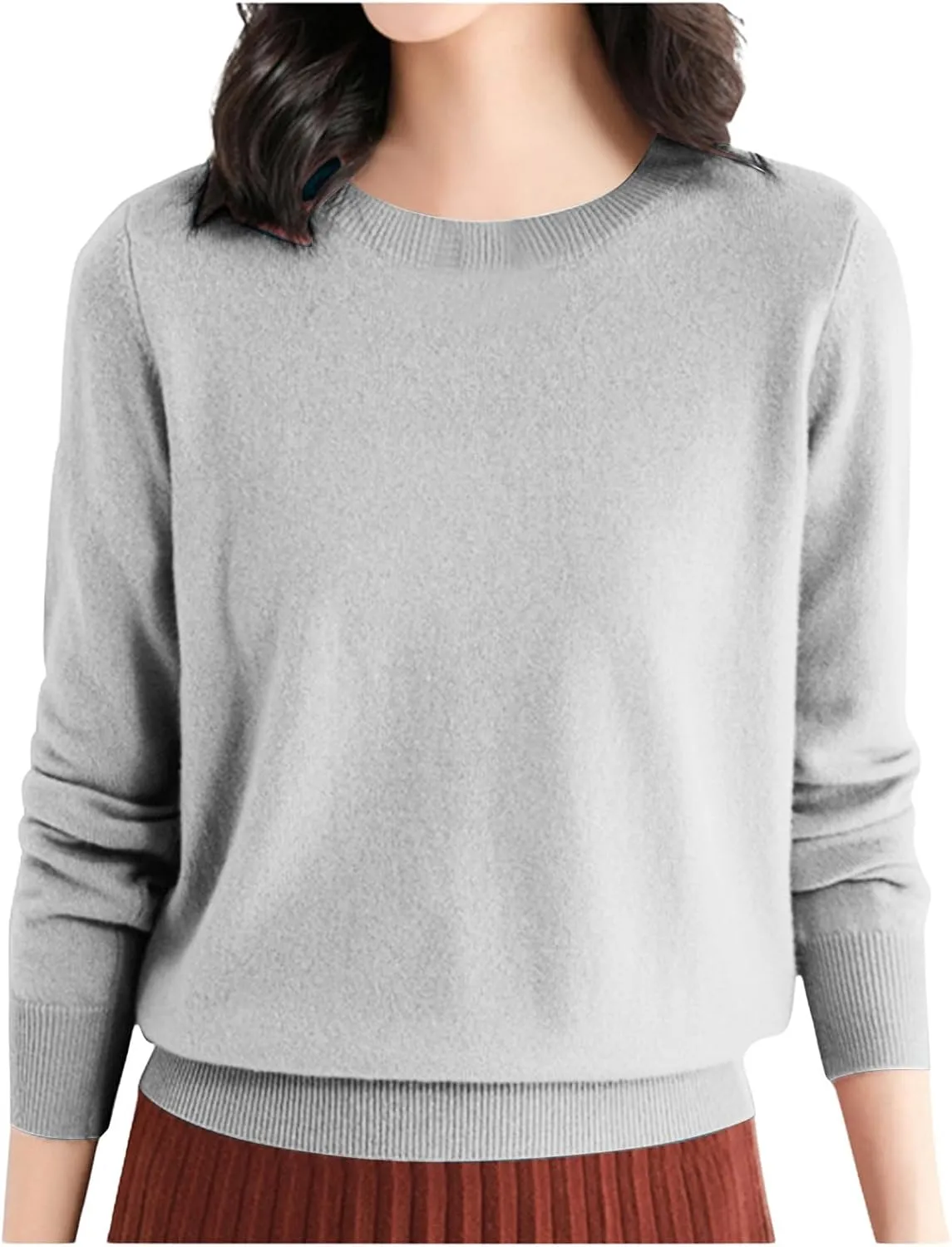 Women's Merino Wool Sweater Crewneck Long Sleeve Pullover Tops Knit Loose Thin Fall Winter Sweater Blouse 2025