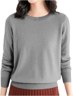 Women's Merino Wool Sweater Crewneck Long Sleeve Pullover Tops Knit Loose Thin Fall Winter Sweater Blouse 2025