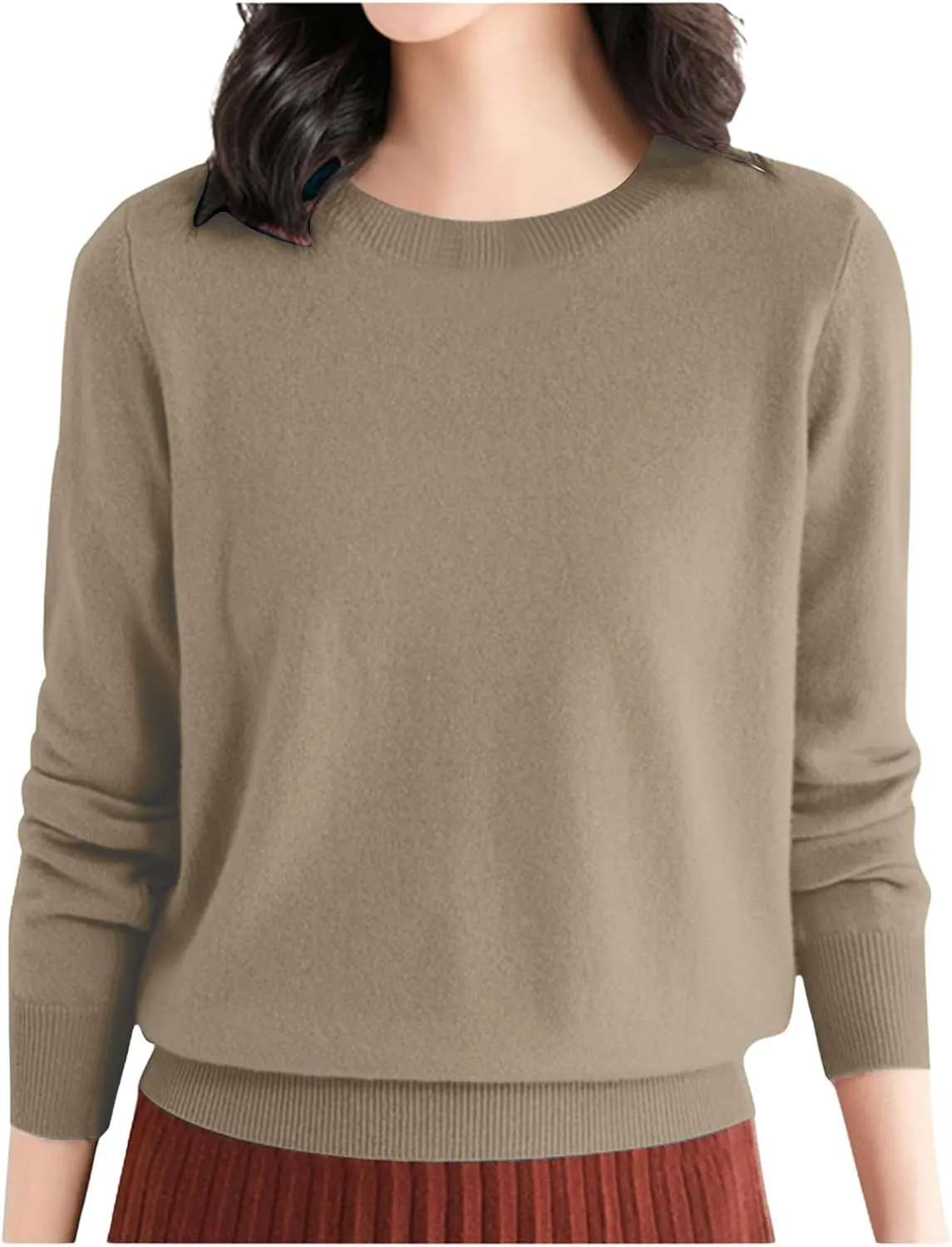 Women's Merino Wool Sweater Crewneck Long Sleeve Pullover Tops Knit Loose Thin Fall Winter Sweater Blouse 2025