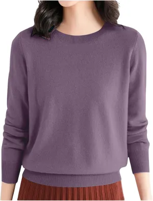 Women's Merino Wool Sweater Crewneck Long Sleeve Pullover Tops Knit Loose Thin Fall Winter Sweater Blouse 2025