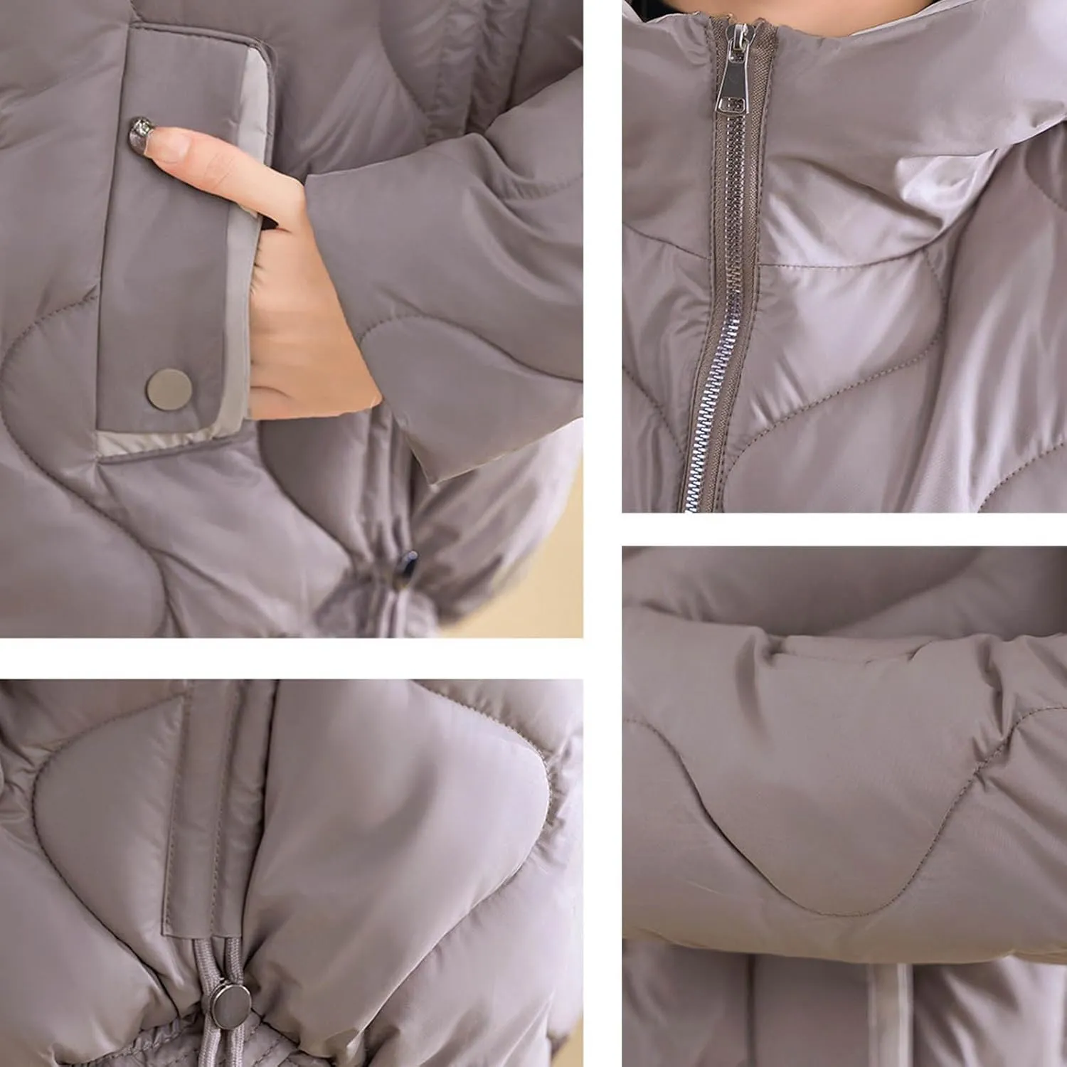 Women's Puffer Jacket Coat Oversized Winter Warm Hooded Down Jacket Long Sleeve Quilted Outerwear with Pockets 2024