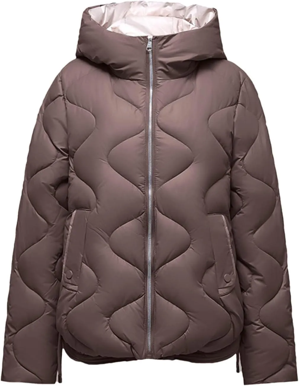 Women's Puffer Jacket Coat Oversized Winter Warm Hooded Down Jacket Long Sleeve Quilted Outerwear with Pockets 2024