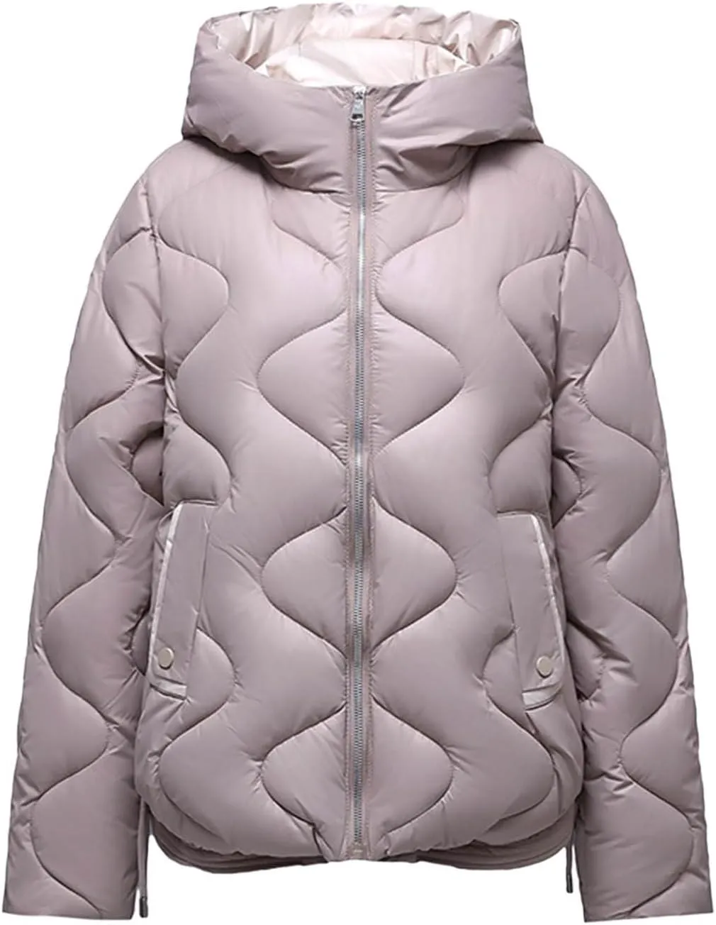 Women's Puffer Jacket Coat Oversized Winter Warm Hooded Down Jacket Long Sleeve Quilted Outerwear with Pockets 2024