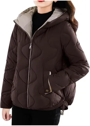 Women's Puffer Jacket Coat Oversized Winter Warm Hooded Down Jacket Long Sleeve Quilted Outerwear with Pockets 2024