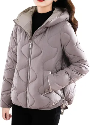 Women's Puffer Jacket Coat Oversized Winter Warm Hooded Down Jacket Long Sleeve Quilted Outerwear with Pockets 2024