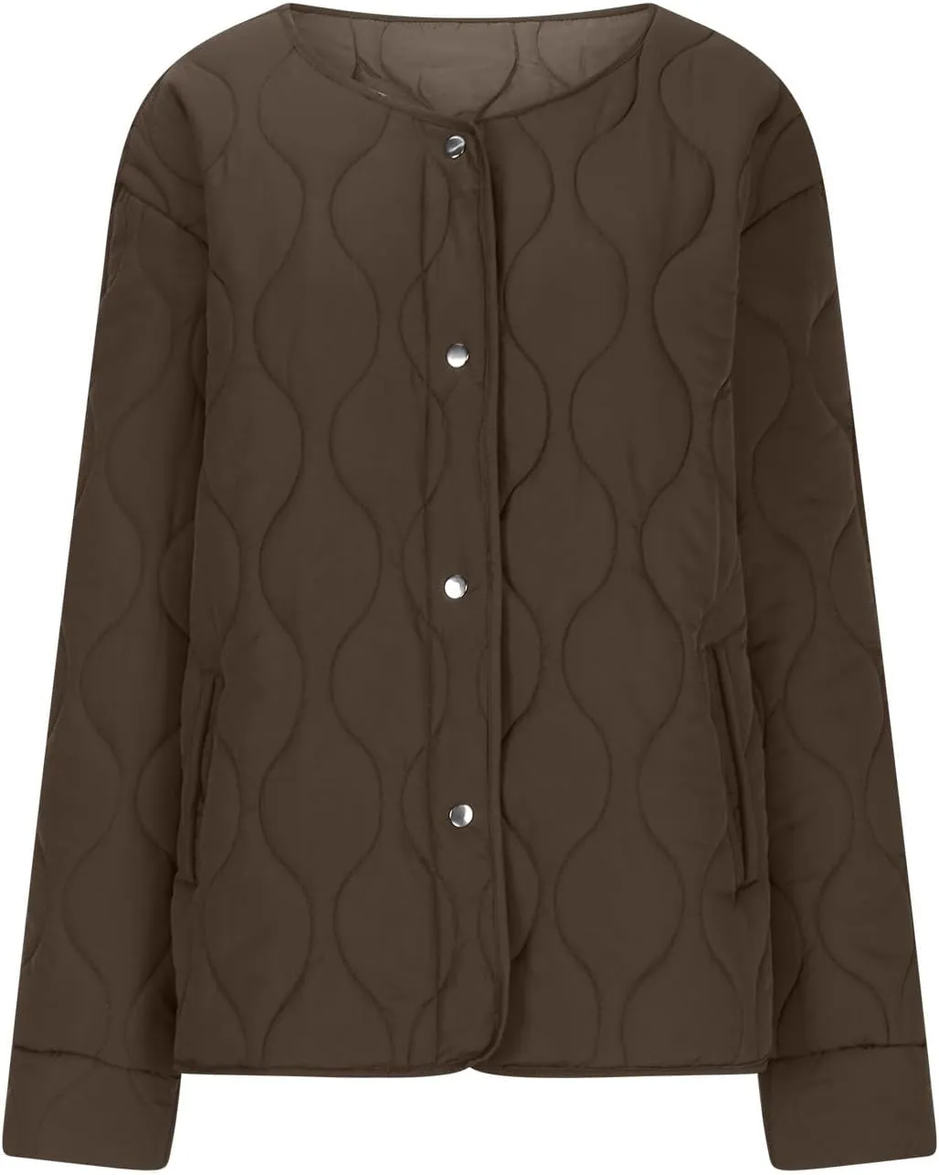 Women's Quilted Jackets Lightweight Puffer Jacket Loose Button Down Cardigan Outerwear Down Coats for Fall and Winter