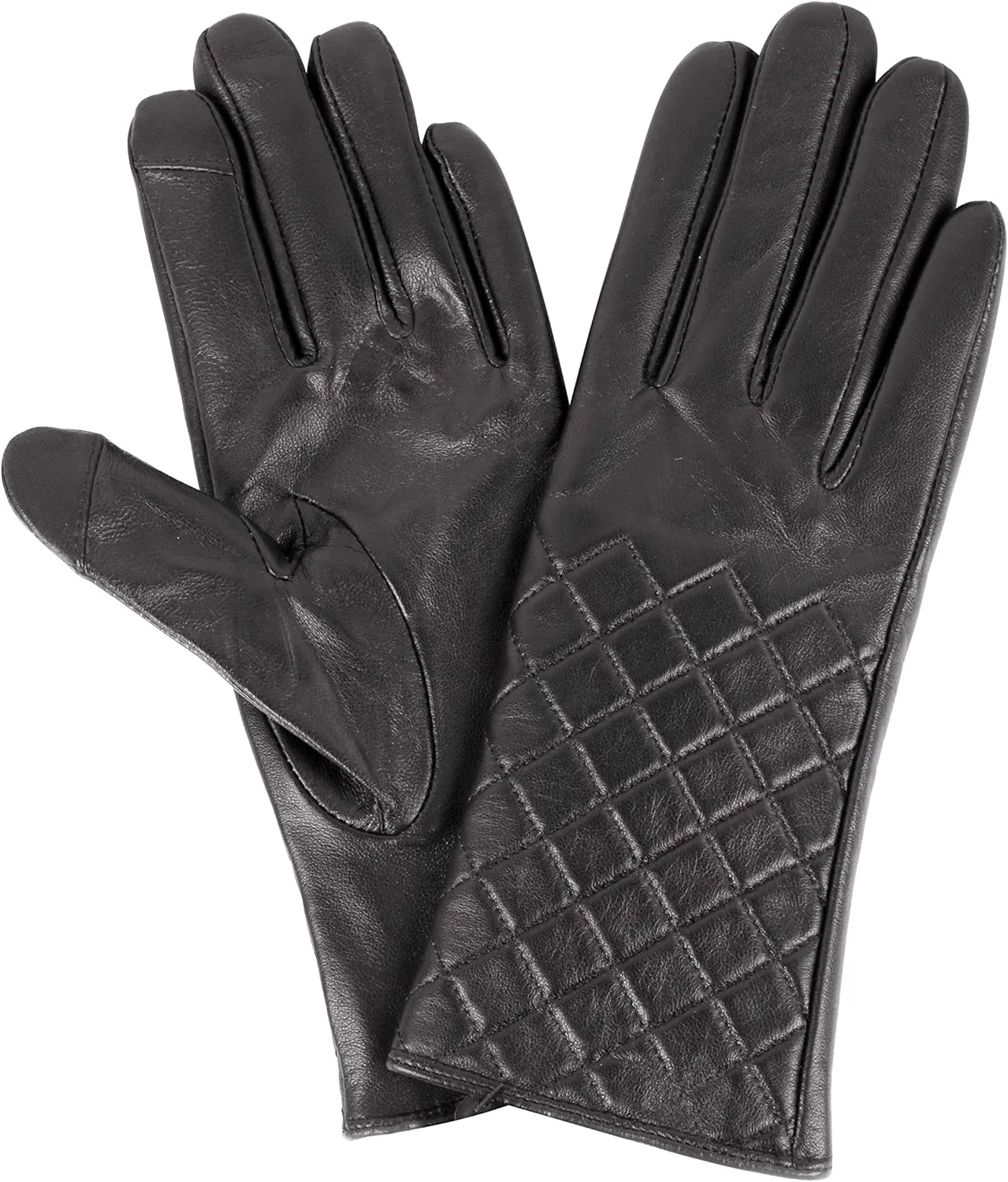 Women's Quilted Leather Touch Screen Gloves