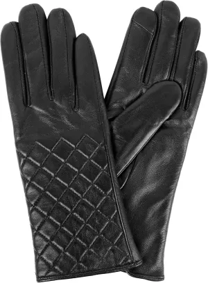 Women's Quilted Leather Touch Screen Gloves