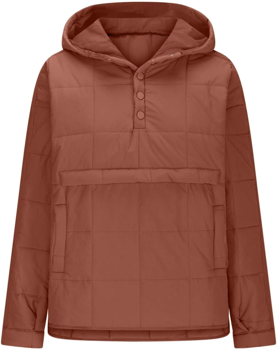 Womens Quilted Pullover Puffer Jacket Lightweight Hooded Long Sleeve down Coats Loose Casual 2024 Fall Winter Outwear