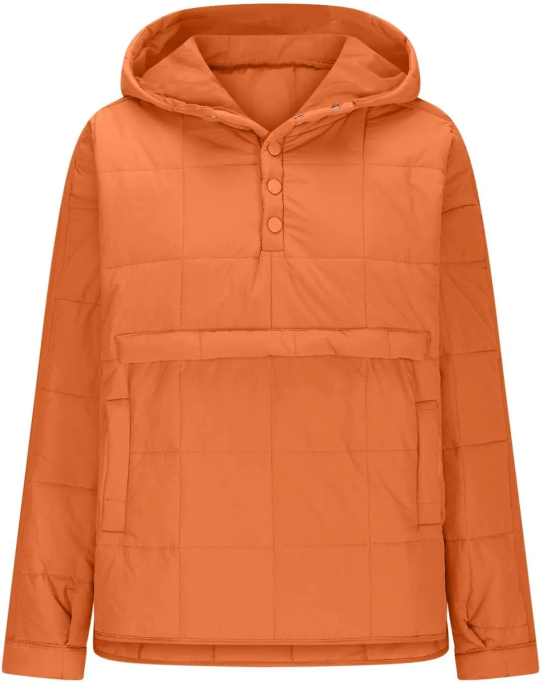 Womens Quilted Pullover Puffer Jacket Lightweight Hooded Long Sleeve down Coats Loose Casual 2024 Fall Winter Outwear
