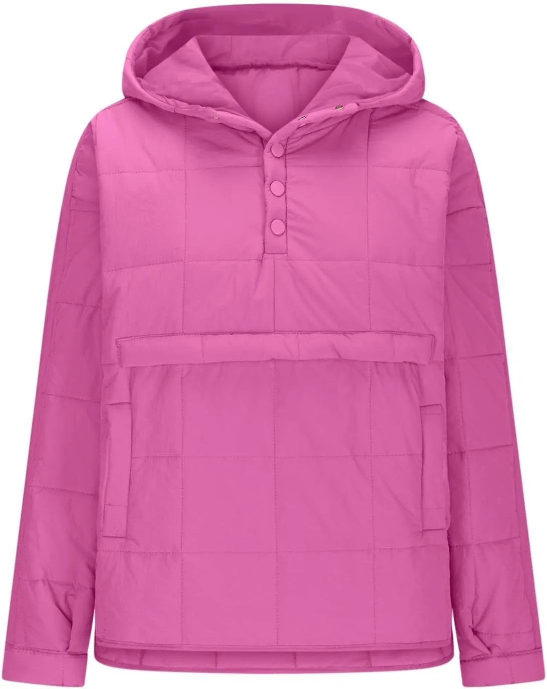 Womens Quilted Pullover Puffer Jacket Lightweight Hooded Long Sleeve down Coats Loose Casual 2024 Fall Winter Outwear