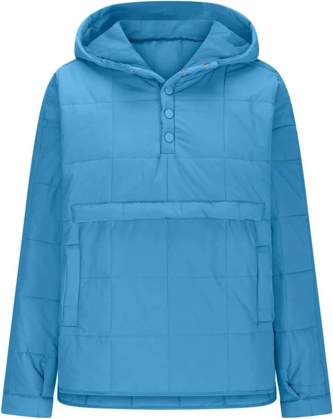 Womens Quilted Pullover Puffer Jacket Lightweight Hooded Long Sleeve down Coats Loose Casual 2024 Fall Winter Outwear