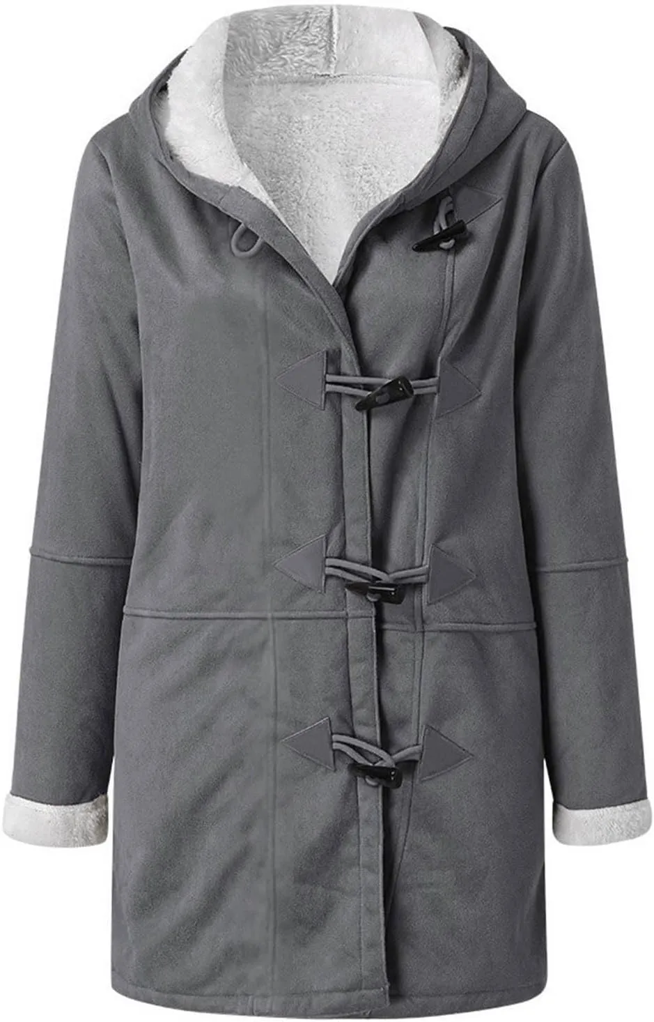 Womens Sherpa Lined Jackets Fashion Winter Fuzzy Fleece Hoodie Sweatshirt Casual Soft Cozy Horn Button Down Coats