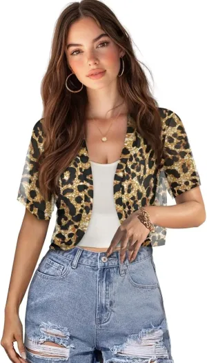 Womens Short Sleeve Bolero Shrug Open Front Knit Cropped Cardigan Shoulder Cover for Dress Cute Casual Knit Cover Up