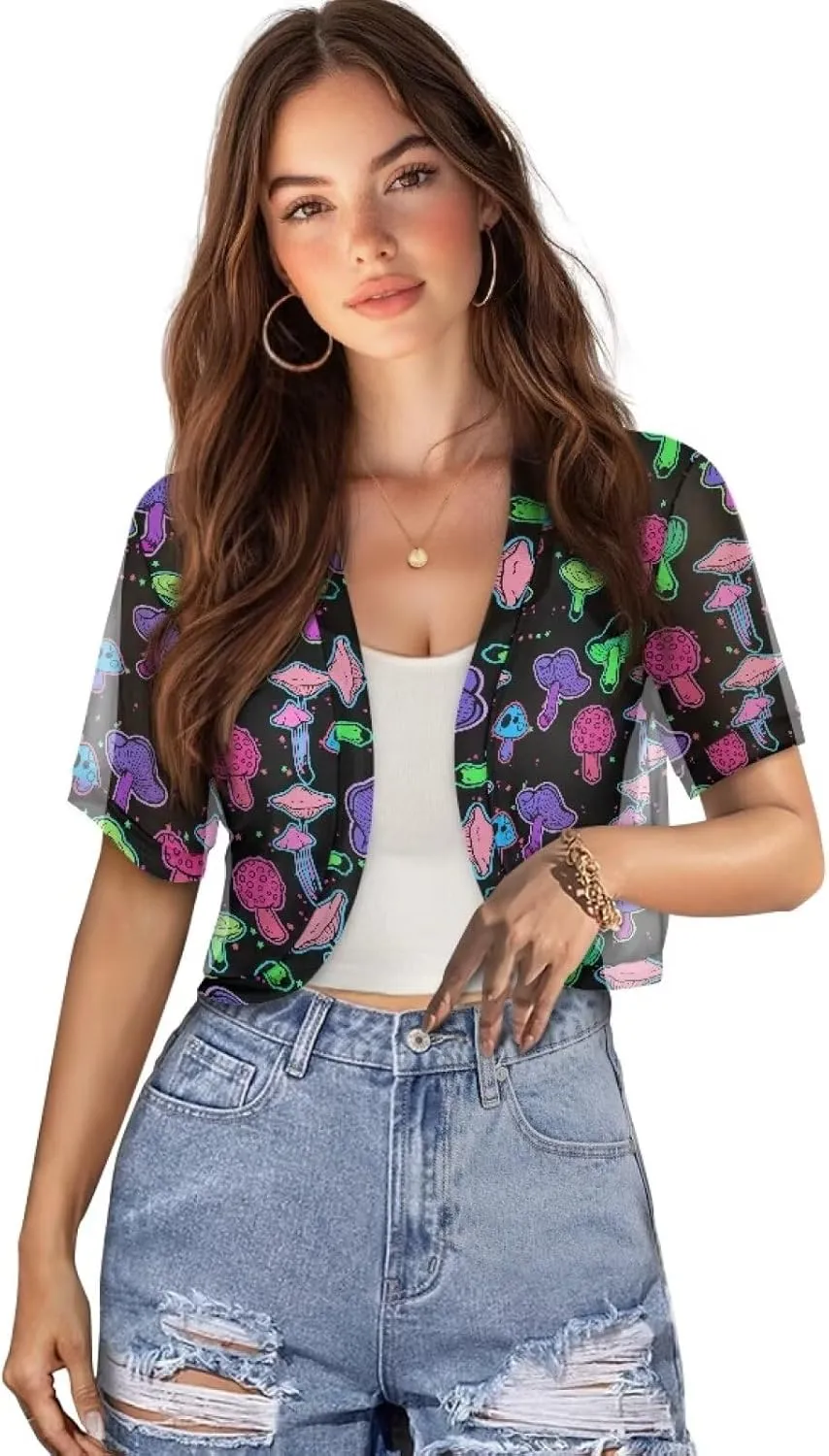 Womens Short Sleeve Bolero Shrug Open Front Knit Cropped Cardigan Shoulder Cover for Dress Cute Casual Knit Cover Up