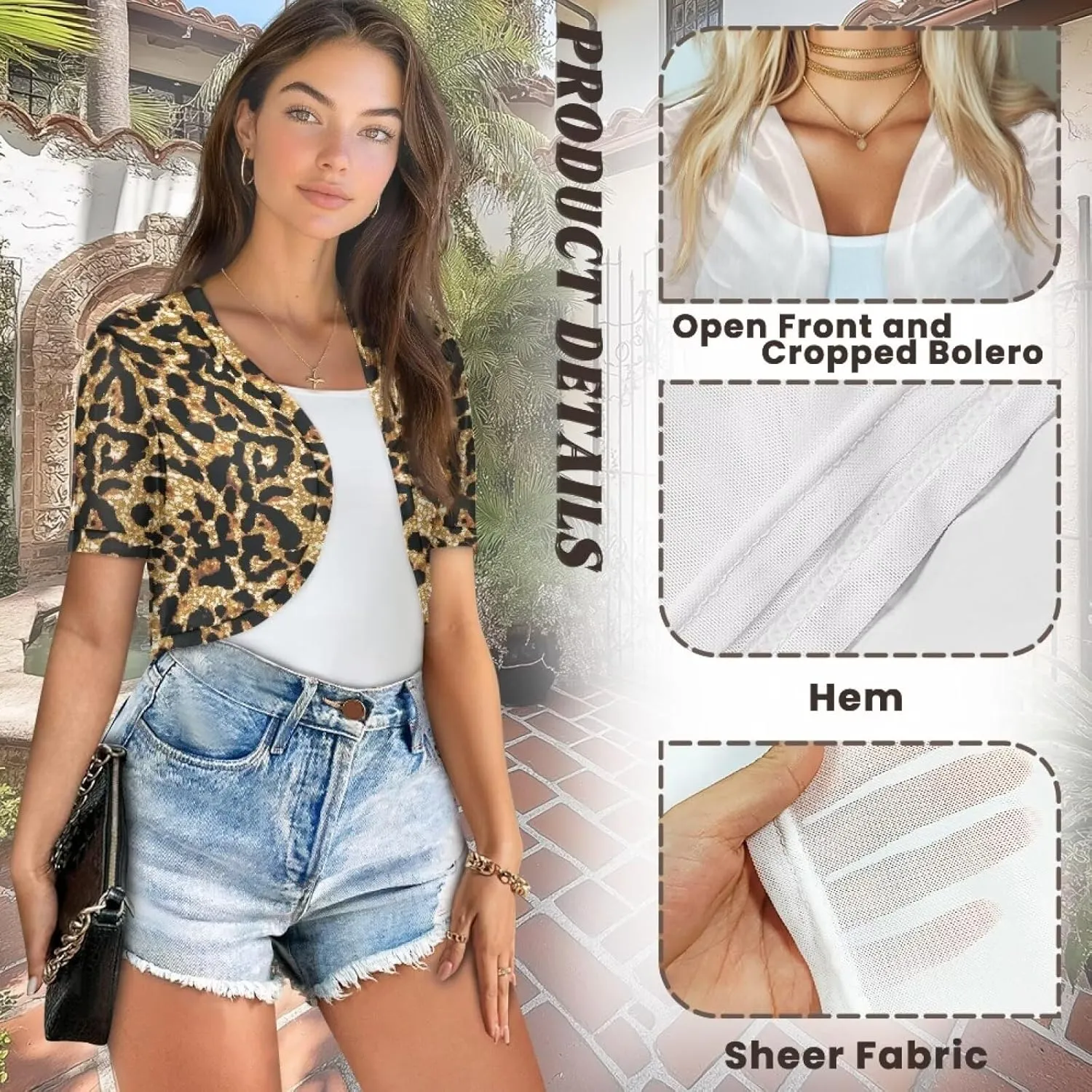 Womens Short Sleeve Bolero Shrug Open Front Knit Cropped Cardigan Shoulder Cover for Dress Cute Casual Knit Cover Up