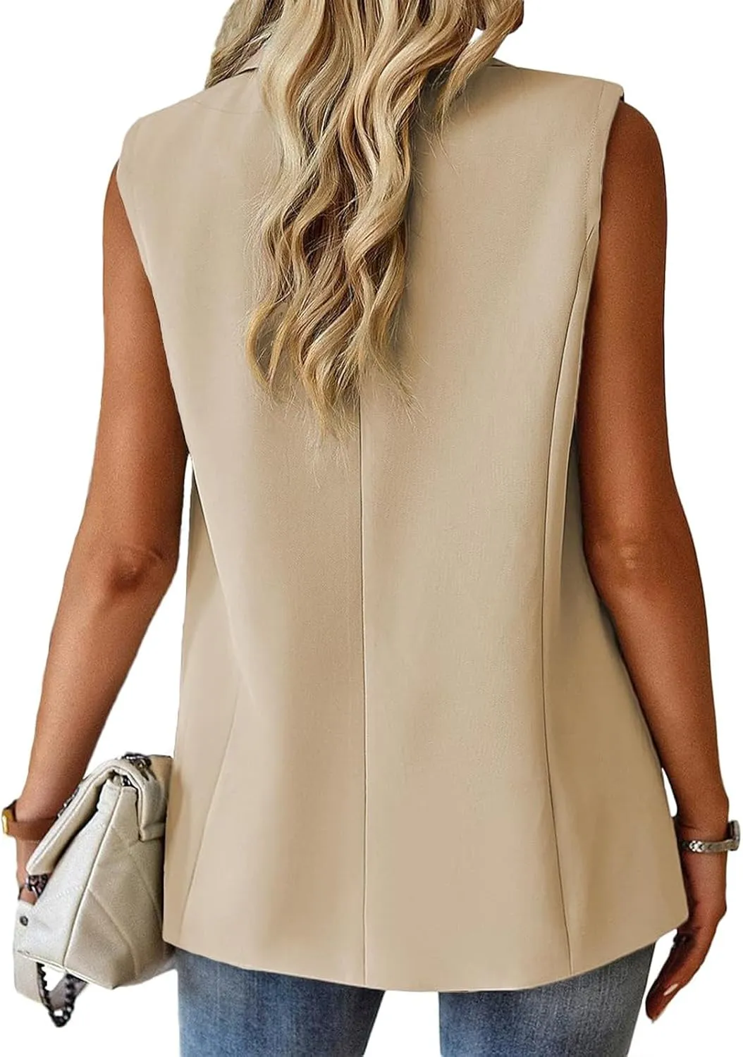 Women's Summer Sleeveless Vest Dressy Casual 2025 Blazer Lightweight Work Office Button Up Suit Vest with Pockets