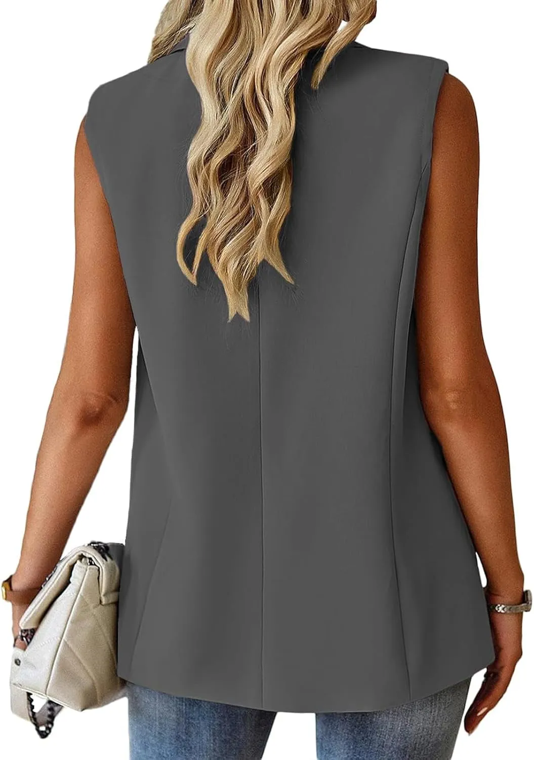 Women's Summer Sleeveless Vest Dressy Casual 2025 Blazer Lightweight Work Office Button Up Suit Vest with Pockets