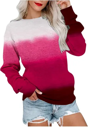 Womens Tie-Dye Y2k Hoodies Crewneck Sweatshirts Oversized Casual Blouse Trendy Long Sleeve Loose Lightweight Shirt