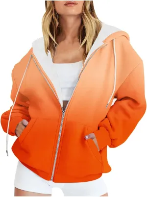 Womens Tie Dye Zip Up Hoodies Oversized Fleece Lined Hooded Sweatshirts Teen Girl Y2K Sherpa Jackets with Pockets