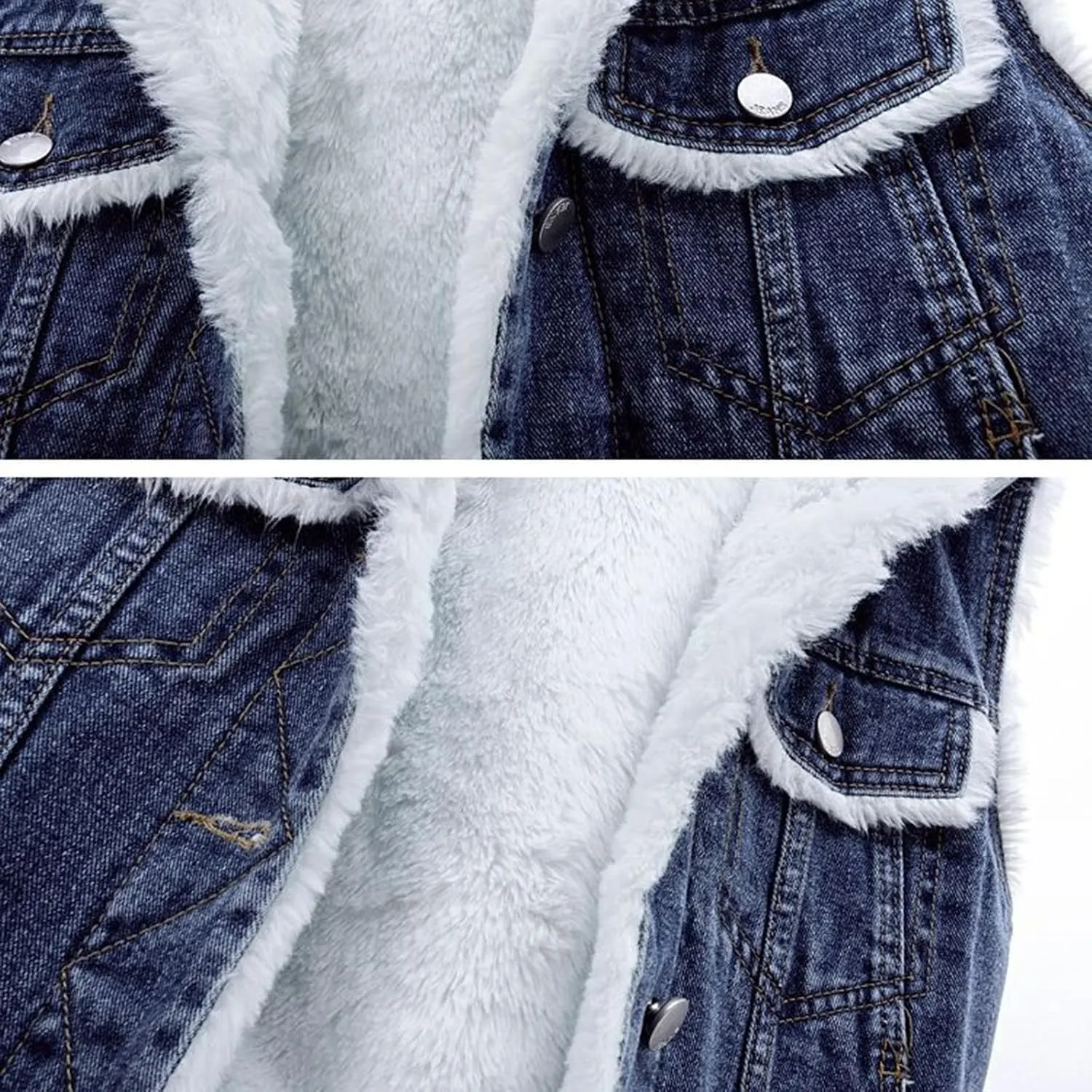 yardsong Fleece Lined Denim Vest for Women Winter Fuzzy Sherpa Sleeveless Jackets Button Down Casual Trucker Coats