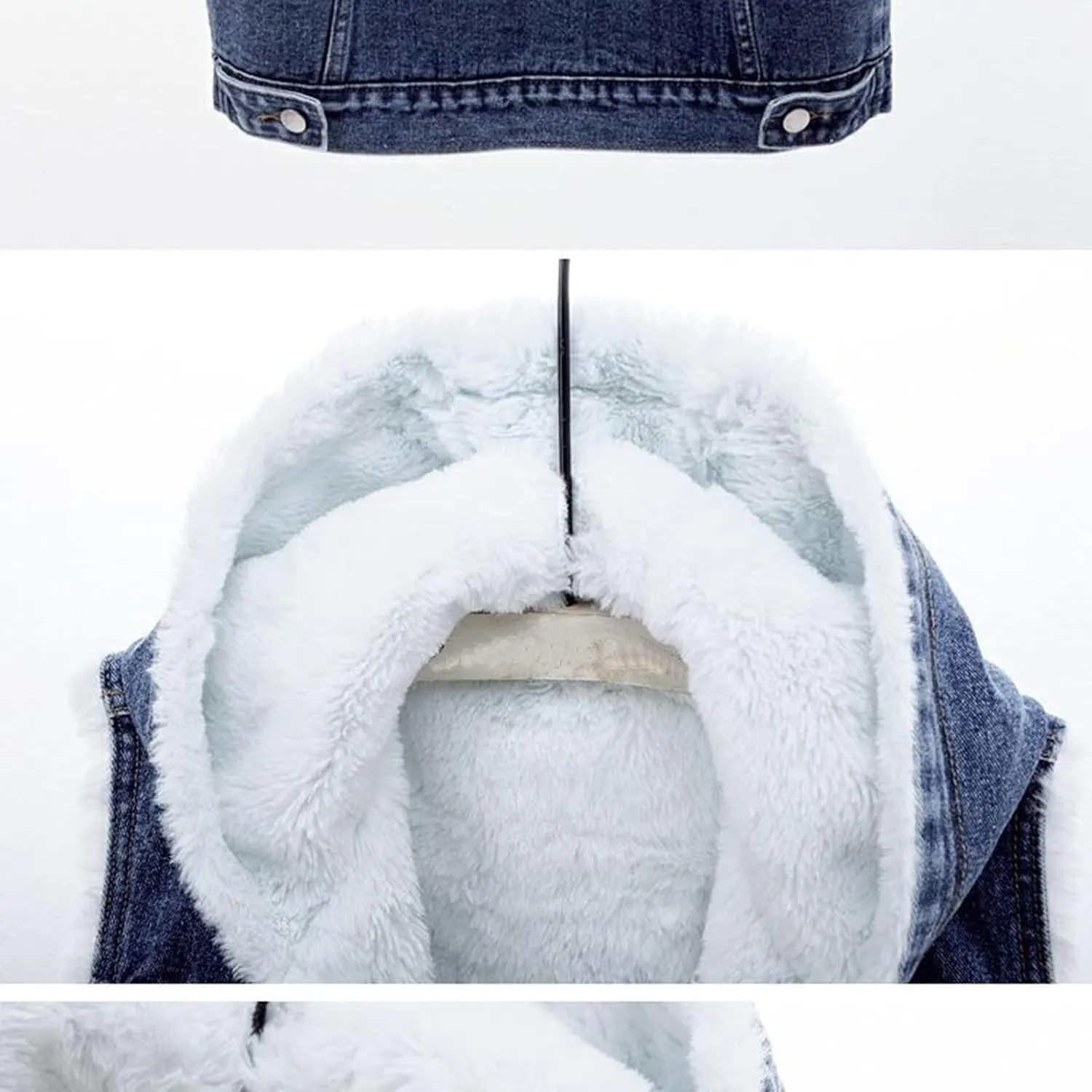 yardsong Fleece Lined Denim Vest for Women Winter Fuzzy Sherpa Sleeveless Jackets Button Down Casual Trucker Coats