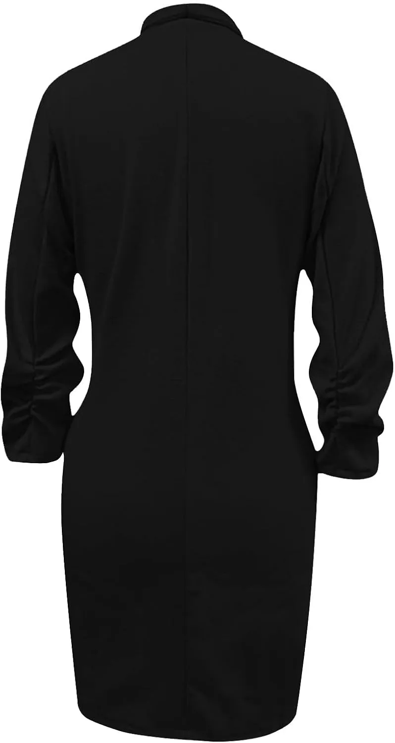 YRAETENM Blazers for Women Casual Ruched 3/4 Sleeve Lapel Collar Long Blazers Oversized Open Front Button Work Office Jackets