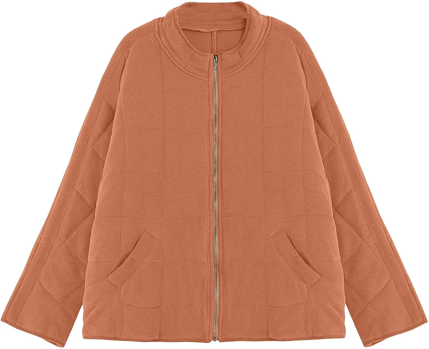 Zip Up Women's Diamond Quilted Jackets Warm Winter 2023 Western Quilted Coats Classic Long Sleeve Cotton Padded Down